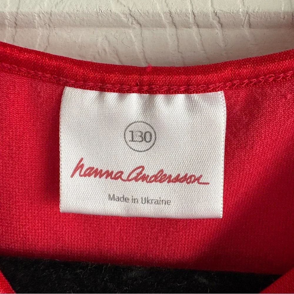Hanna Andersson Velour Dress 130 8 Red Bell Sleeve Flutter Holiday Tulle Festive